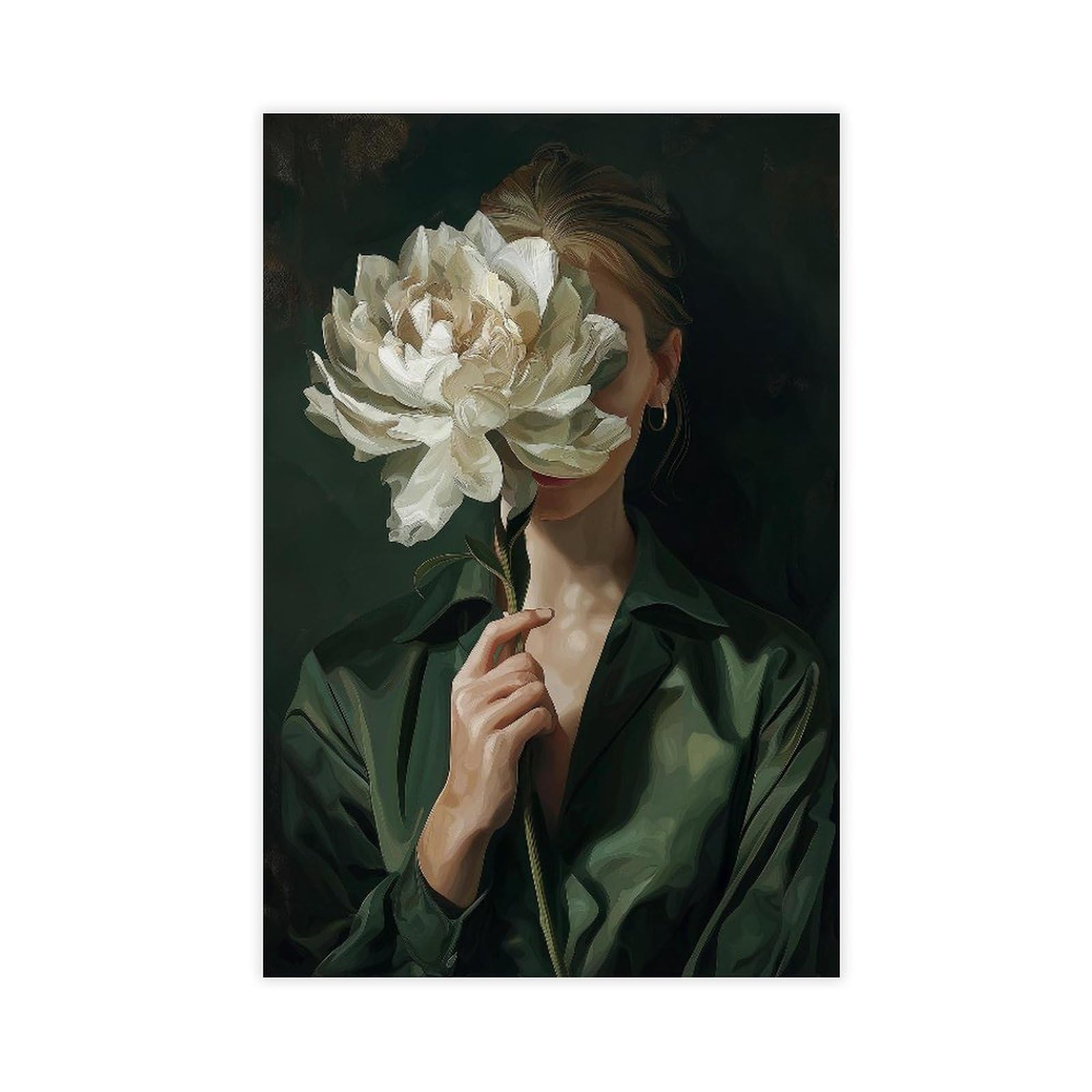 YWTJAX Moody Woman Peony Poster Canvas Poster for Bedroom Decor Gift