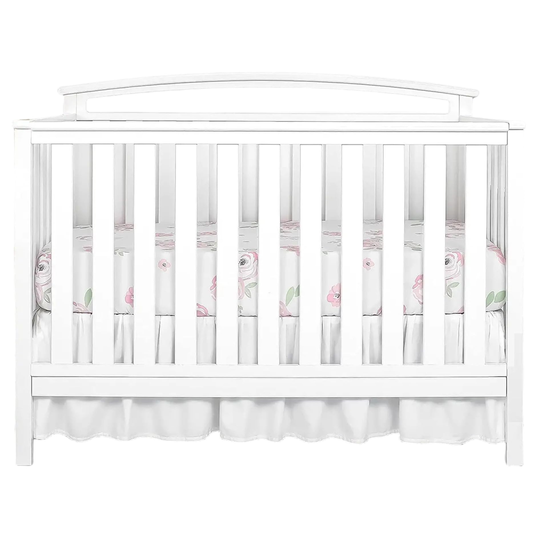 Jupe de Berceau pour bébés garçons et Filles, Jupe de lit Berceau Blanche bohème, décoration Chambre d'enfant Vintage Chic, Blanc, 71x132x36 cm