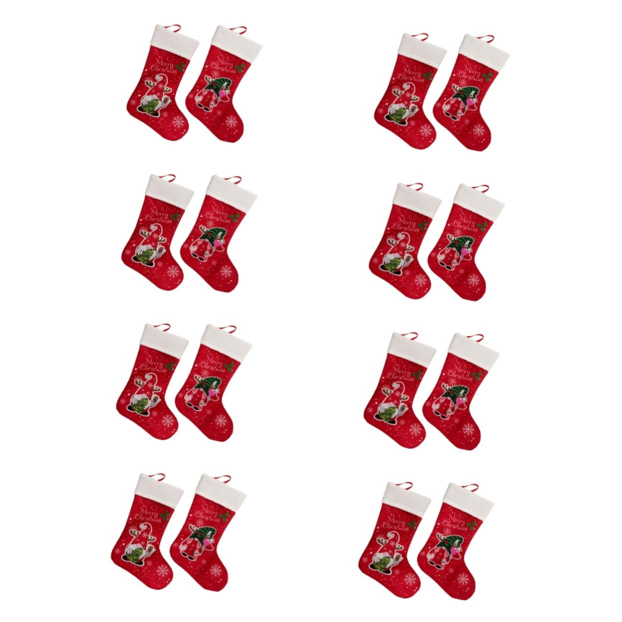Cabilock 8 Sätze Weihnachtsstrumpf-geschenktüte Baum Weihnachten Weihnachtsstrumpf Mit Füßen Mann Girlande Plüsch Ornamente Dekorationen Hängende Geschenksocken Rot Vliessocken 2 Stück * 8
