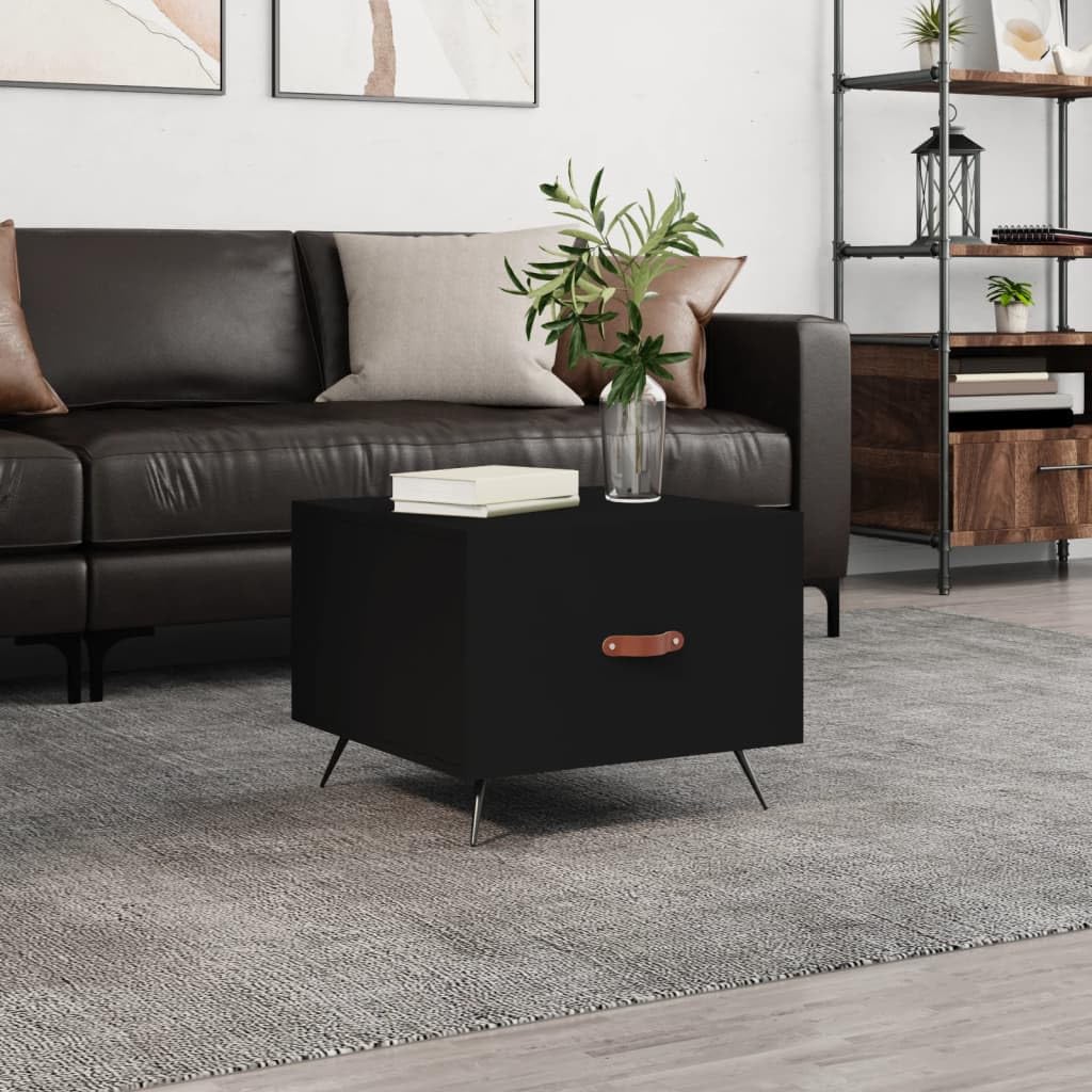 Homgoday Tavolino da caffè nero 50 x 50 x 40 cm, in legno ingegnerizzato, tavolino da tè per soggiorno, sala di accoglienza degli ospiti, camera da letto e ufficio, mobili 205