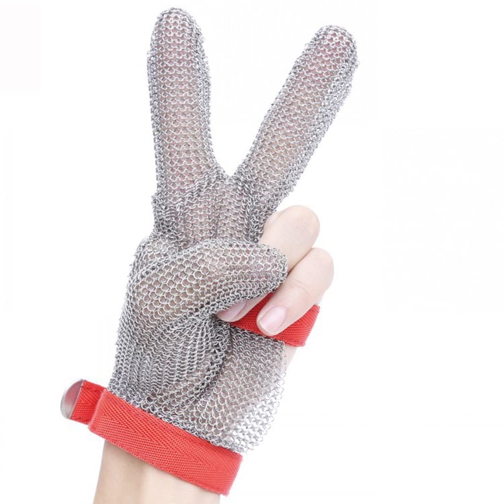 Cut Resistant Gloves Rękawice ze stali nierdzewnej odporne na przecięcie - zapobiegające zrzucaniu, szef kuchni rzeźnik stolarz krawiec rękawice robocze ochronne rękawice kolczugowe (Size : 1PCS/M)