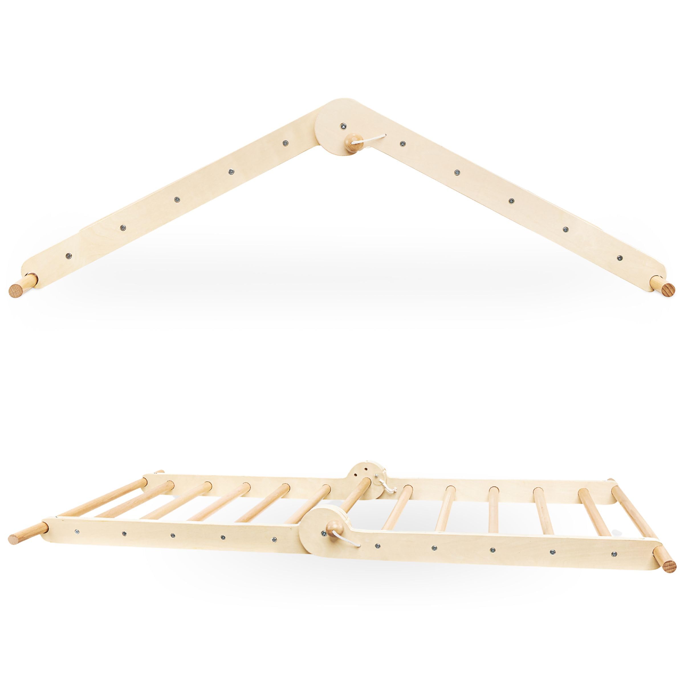 Mamabrum Parco Giochi in Legno con Scaletta e Parete da Arrampicata – Casa Multiattività con 3 Livelli di Regolazione, Triangolo Motorio, Capacità di Carico fino a 50 kg
