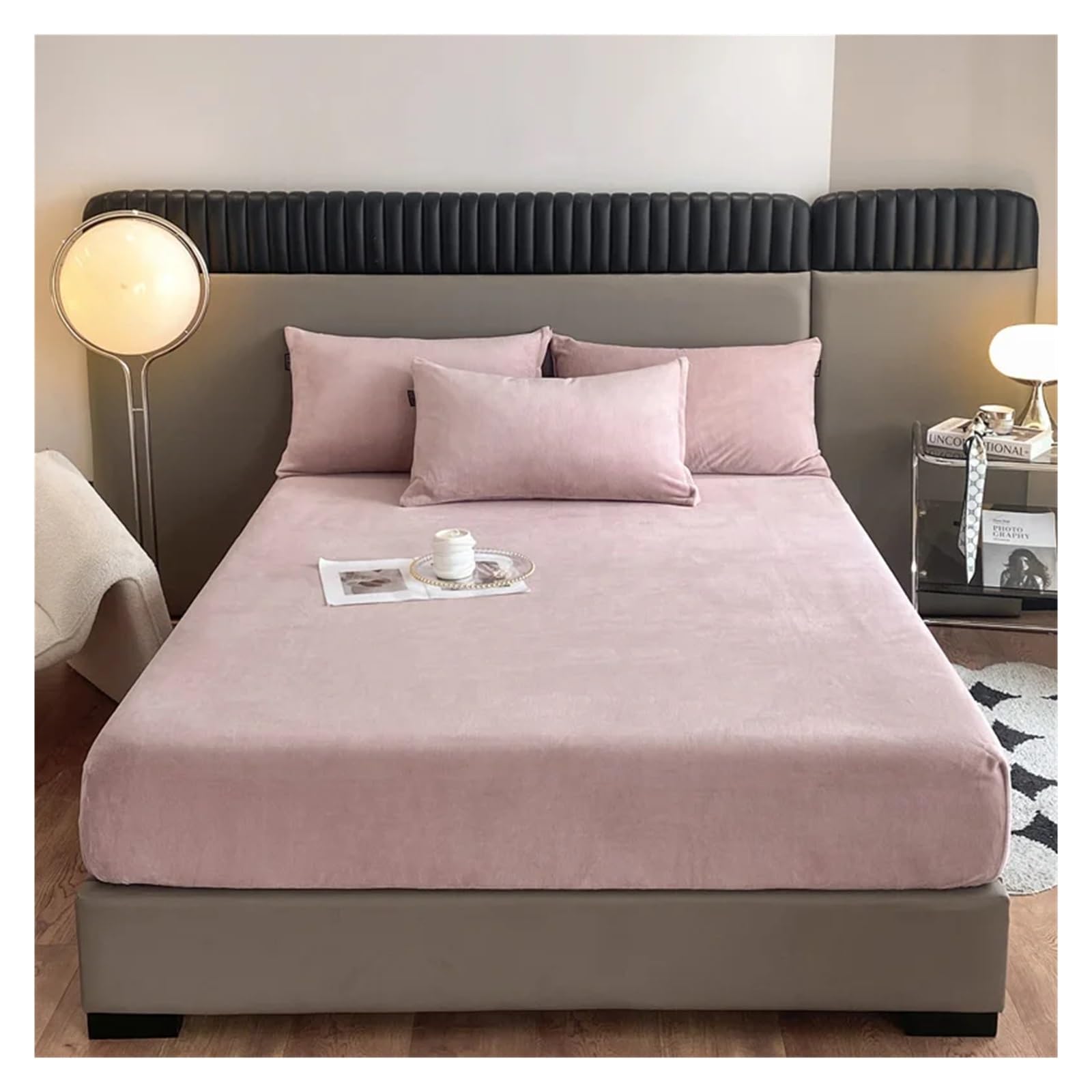 Sábana bajera de franela de franela, suave y cómoda, funda de colchón de color sólido, cálida para invierno, de tela de terciopelo (color 4,90 x 190 x 20 cm, 1 unidad)