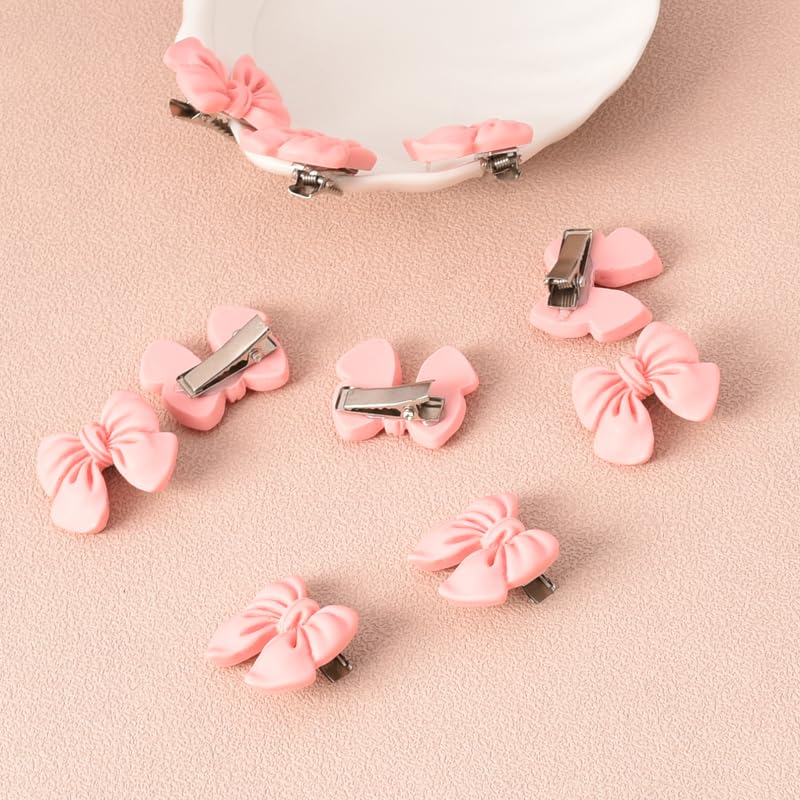 Miniatura 7 de Mini clip de lazo rosa para pasadores de pelo, pasadores de lazo para el cabello de gelatina, pasadores laterales para lazos para el cabello para