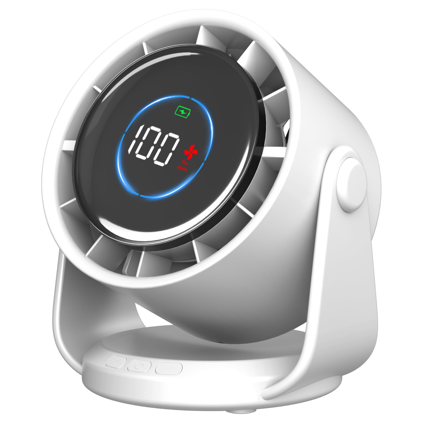Rintea Desk Fan, Ultra Quite Table Fan with 100 Speeds, 4000mAh Rechargeable Desktop fan with 105° Variable Tilt and Memory Function, Powerful Table Fan for Bedroom, Office, Home