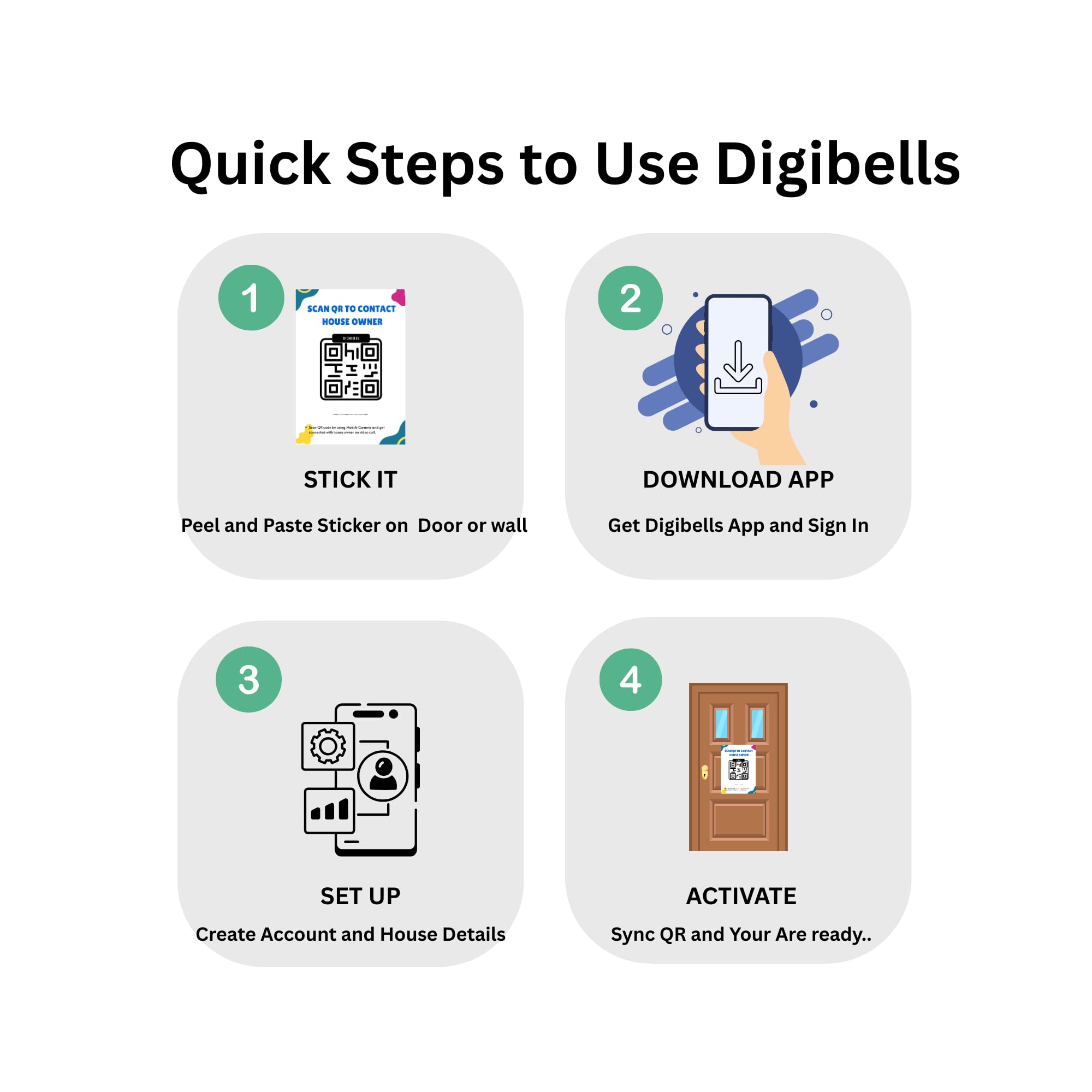 Digibells QR Video Doorbell Smart Wireless QR Code Doorbell 4