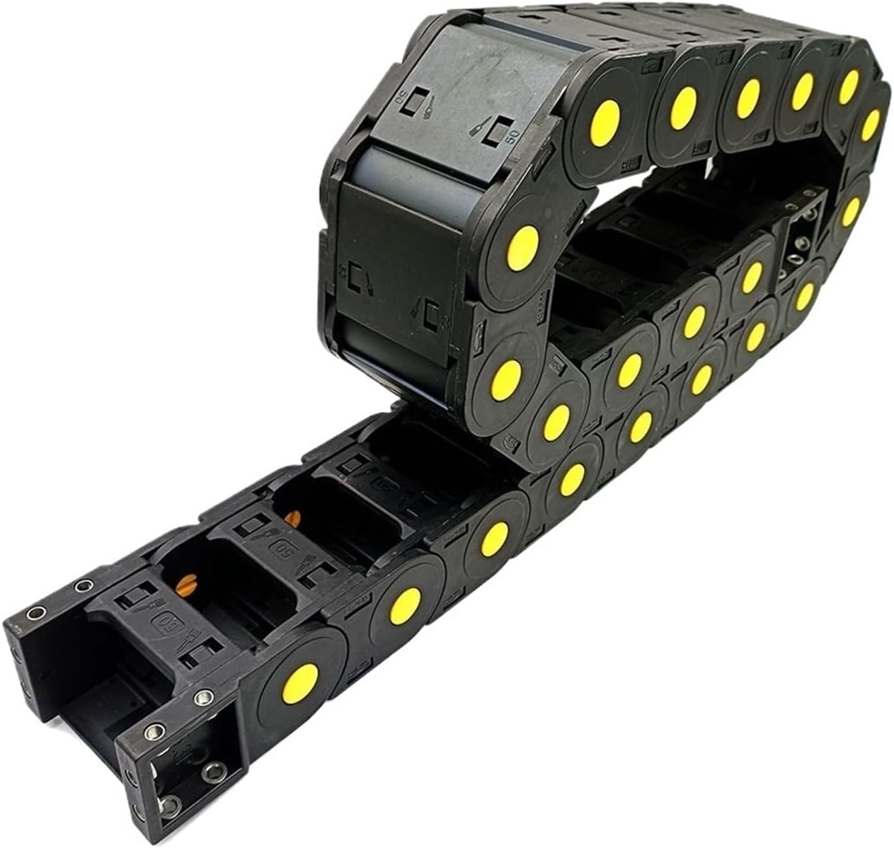 Transmission Chain of Power 1 Meter 25x50mm Semi-Closed Type Drag Chain Wire Carrier Enhanced Plastic Towline Machine Transmission Cable Transmission Chain of Power(R150)