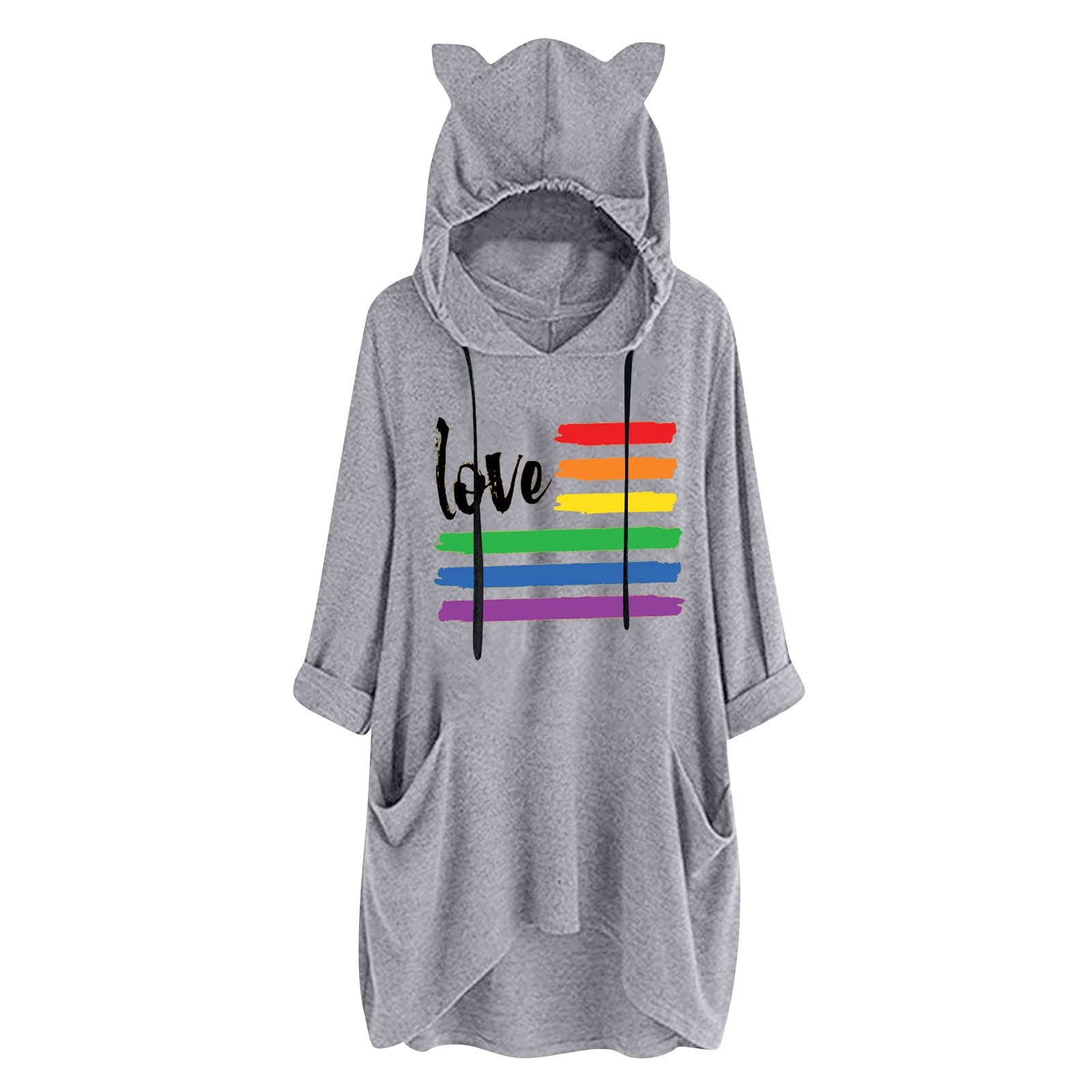 Womens Crew Neck Sweatshirt, Pattern Printed Long Sleeve Hooded Jackets Warm Teen Girls O Neck Shirts Tunic Tops