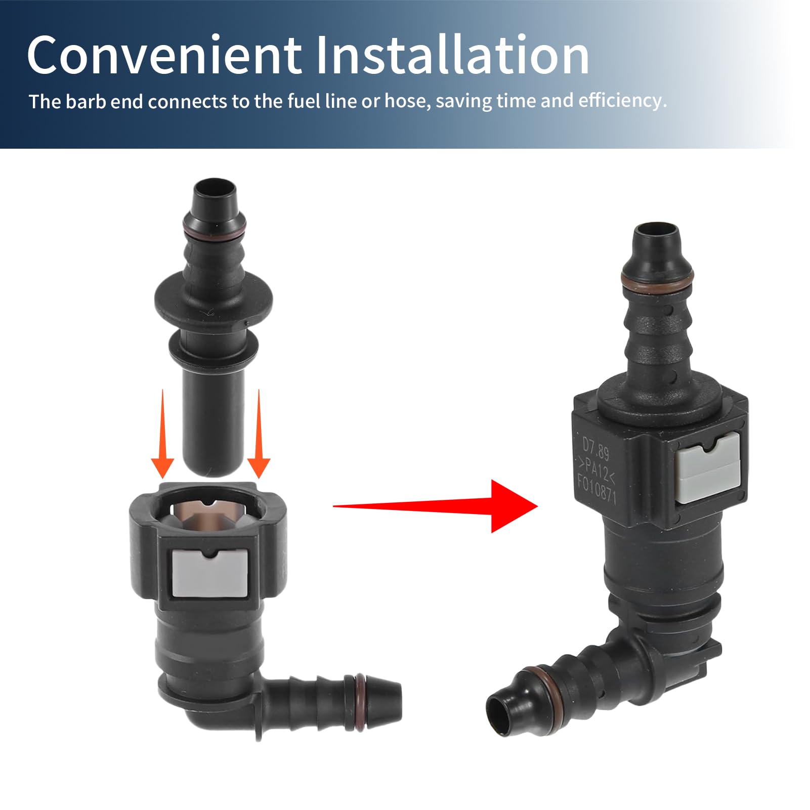 2 Set 7,89 mm a 8 mm 90 Gradi Auto Carburante Flessibile Rapido Rilascio Connettore, Raccordo Rapido Tubo Benzina, Kit Connettore Accoppiatore a Sgancio Rapido per Tubo Tubo Flessibile
