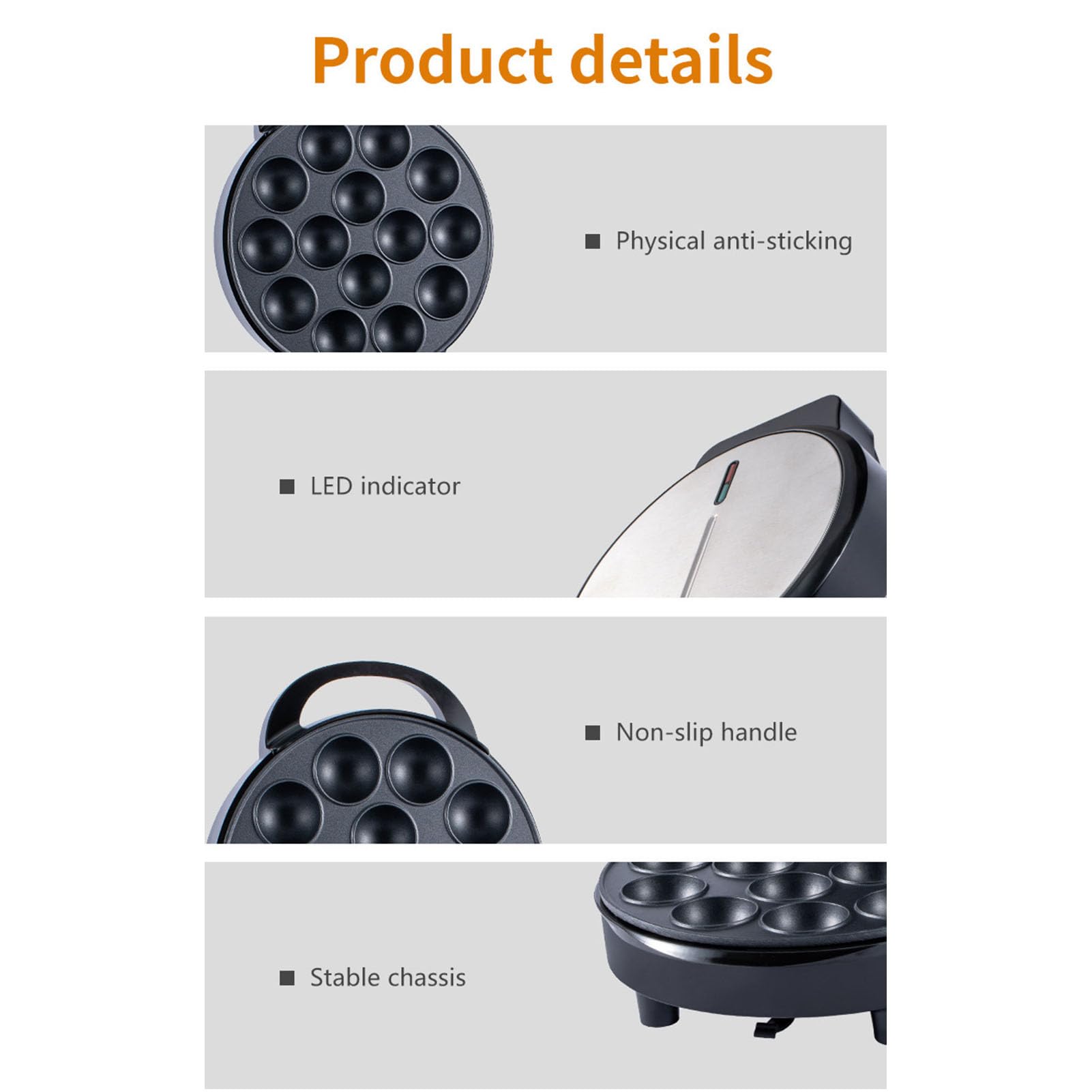Zerodis Maker de Takoyaki électrique, 750W Aluminium 14 Trous Japonais Octopus Ball Maker Pan Takoyaki Making Machine Machine Electric Breakfast Machine pour le Petit Déjeuner à la
