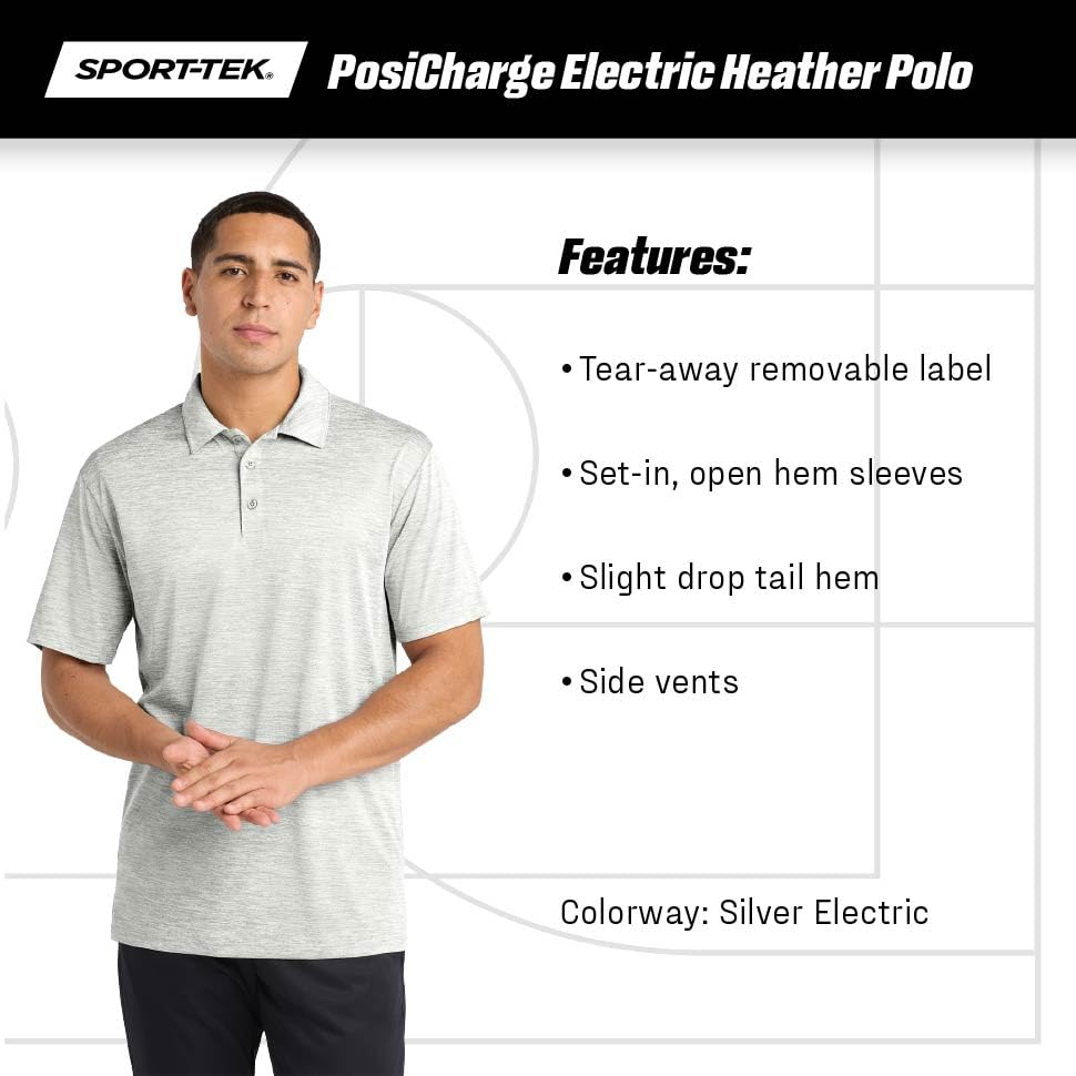 SPORT-TEK Unisex PosiCharge Electric Heather Polo | Camiseta con Cuello y Manga Corta para Hombre y Mujer, Ajuste Casual para Trabajo y Golf miniatura 5