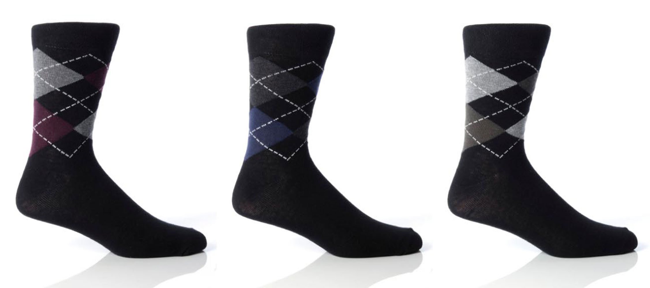 Hduk Mens Socks Men's Diamond Argyle 6 Pairs Gentle Grip Honeycombe Top Non Elastic Socks By Drew Brady / 26 Colour Designs To Choose From/Uk Sizes 6-11 And 12-14 (Uk 6-11 Eur 39-45, )