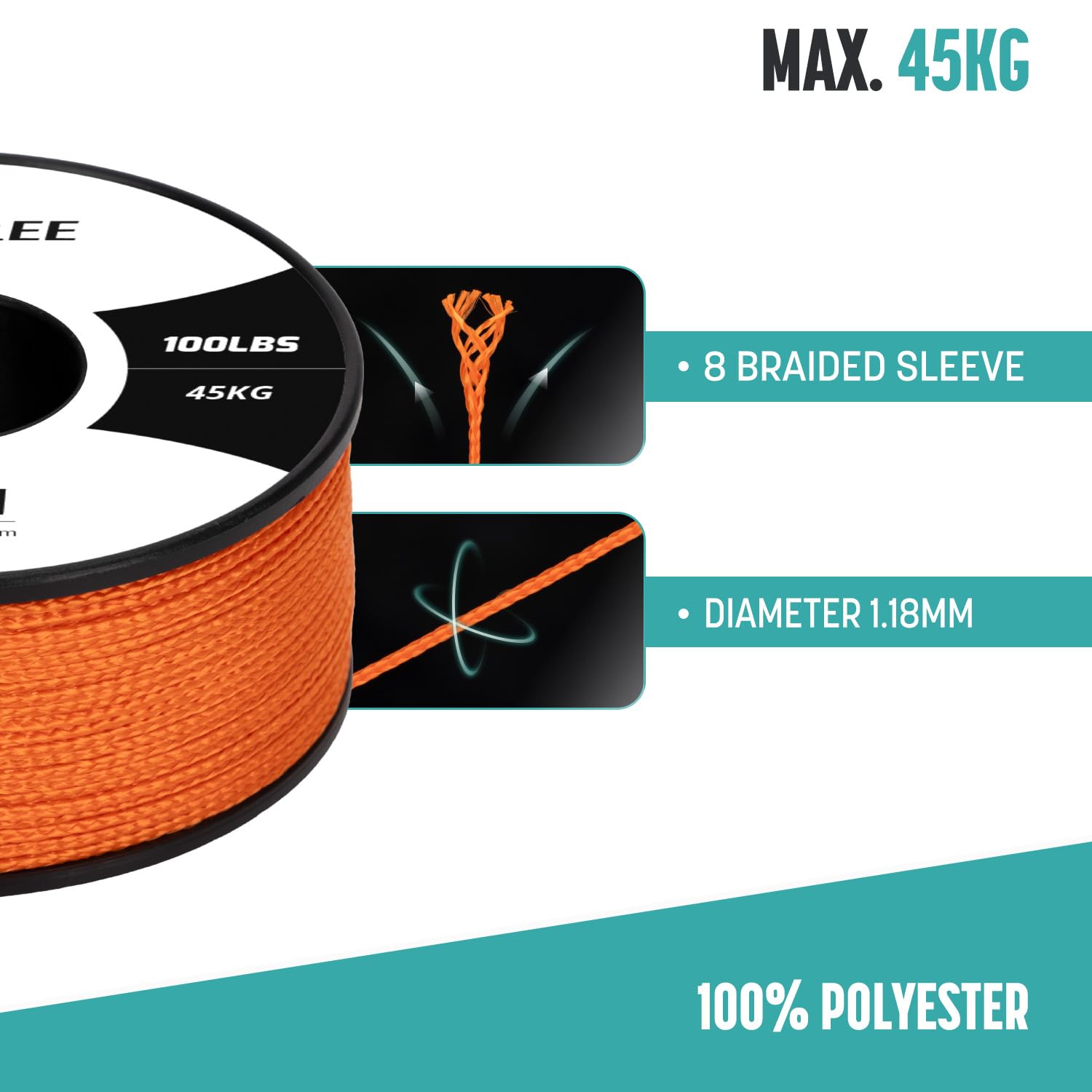 Brotree Micro Corda Paracord 1,18 mm 50M Bobina per Bracciale, Artigianato, Fai da te - 45 kg Carico di Rottura (Arancione)