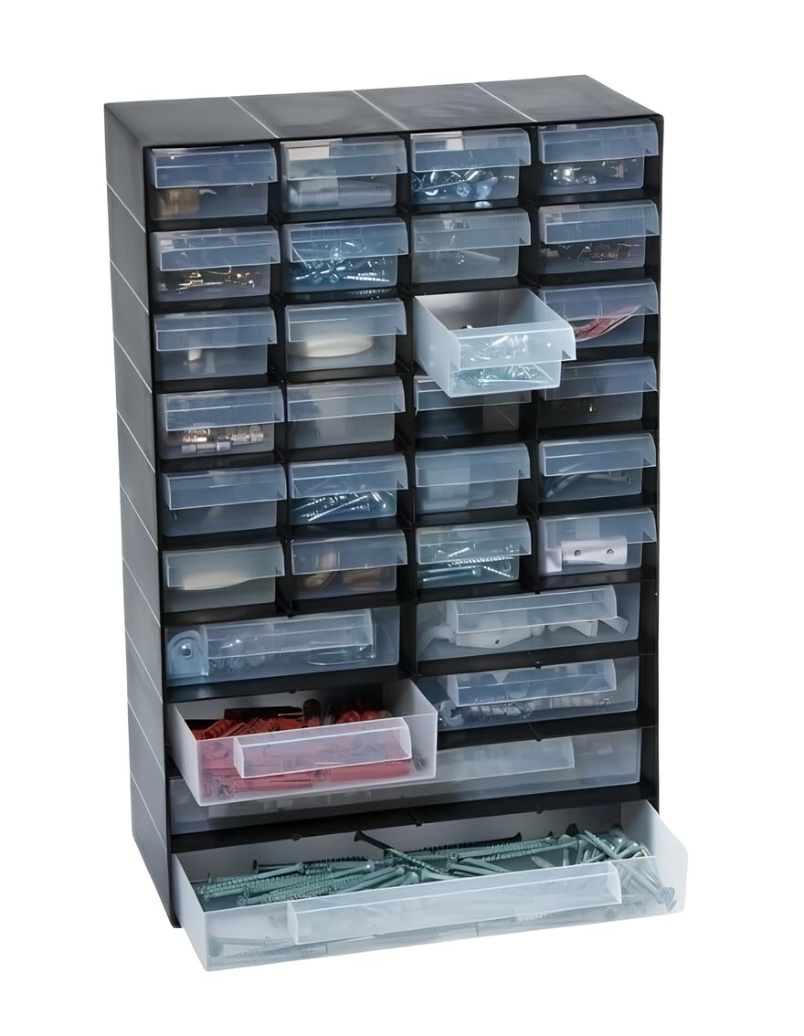 Optimal Products Multi Drawer Storage Cabinet For Home Garage or Shed Plastic Kitchen Tool Organiser Office Rack (30 DRAWER)