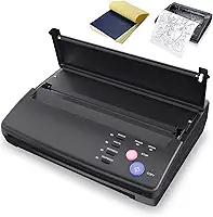 TATELF Máquina de estêncil de tatuagem, copiadora térmica, impressora de estêncil de tatuagem com 20 peças de papel de transferência para artistas tatuadores (preto)