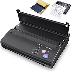 TATELF Máquina de estêncil de tatuagem, copiadora térmica, impressora de estêncil de tatuagem com 20 peças de papel de transferência para artistas tatuadores (preto)
