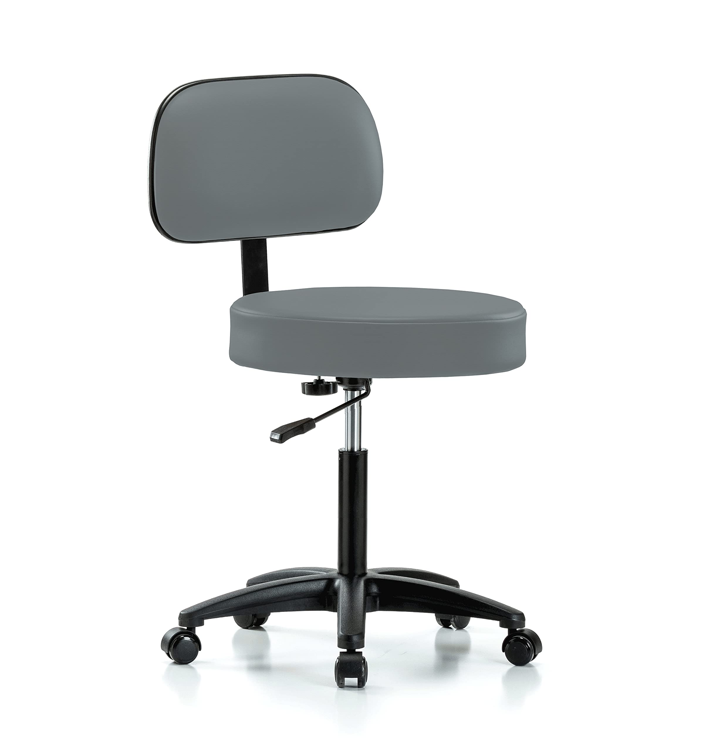 Perch Basic Exam Stool, Casters, 21-28.5", Cinder