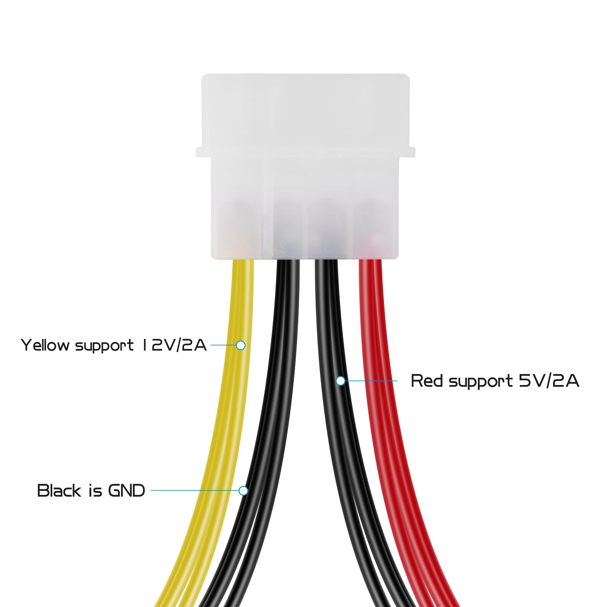 YAODHAOD 3 SZT. 4 Pin Molex (LP4) na 2X / 3X 15 Pin SATA Przewód zasilający Splitter Kabel Adapter - 15cm (4-pin Molex do 3 sata 15-pin, 3 SZT.)