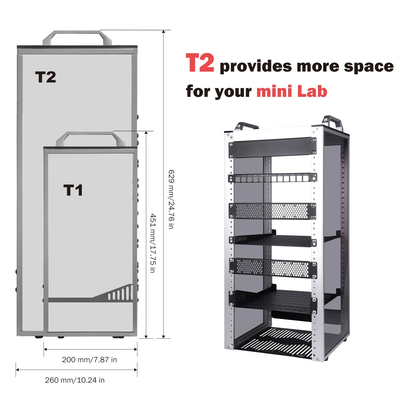 GeeekPi Cabinet server rack da 10 pollici per apparecchiature di rete, server, audio e video, DeskPi RackMate T2