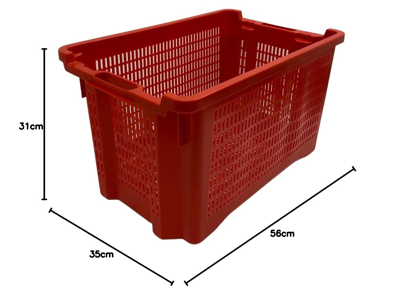 acquaverde | 10 Cassette Agricole con Fondo Traforato in Plastica 40 Litri (30 kg), Cesta per Raccolta Olive, Impilabili e Sovrapponibili, Con Manici, cm. 56x35x31