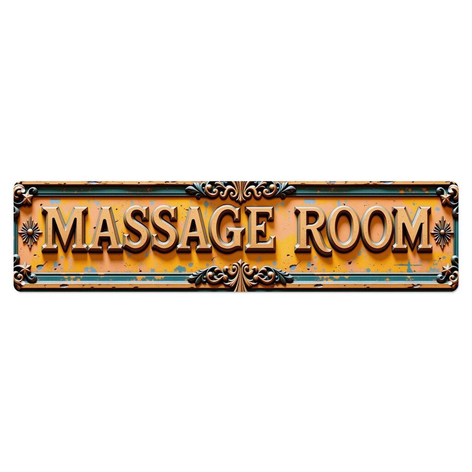 Ornate Vintage Sign Design Pattern Vintage Metal Tin Sign Retro Wall Decor for Home Bar Garage Cafe, Indoor & Outdoor Decorative，Metal Poster, 4x16 Inch