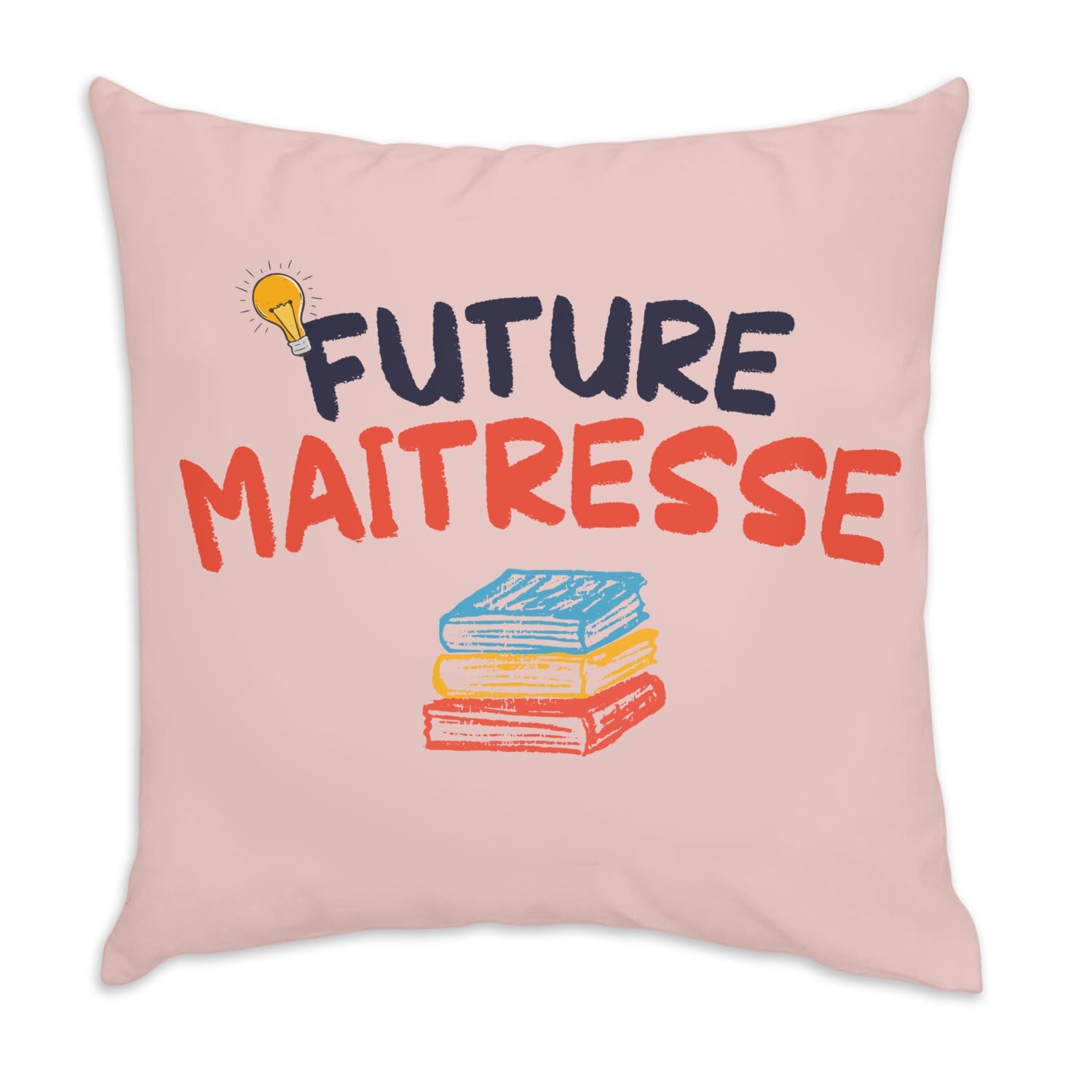 Coussin en Velours Rose Future Maitresse Décoration École 40x40cm