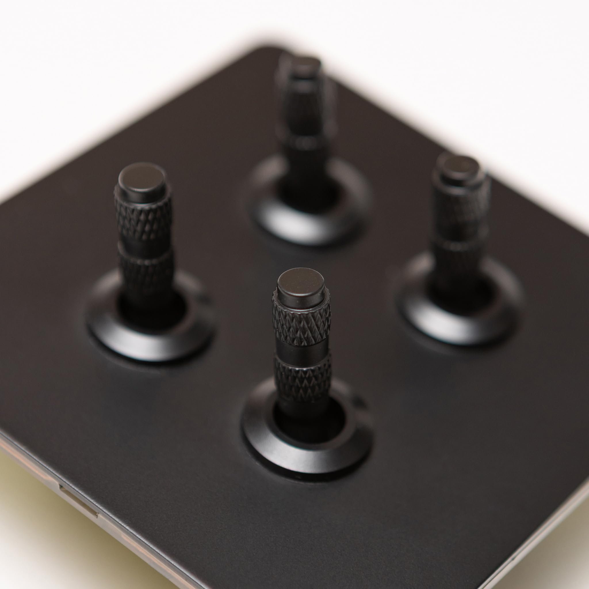 Foundry Series Knurled Toggle Switch and Sockets – Matte Black (4 Gang 2 Way Toggle)