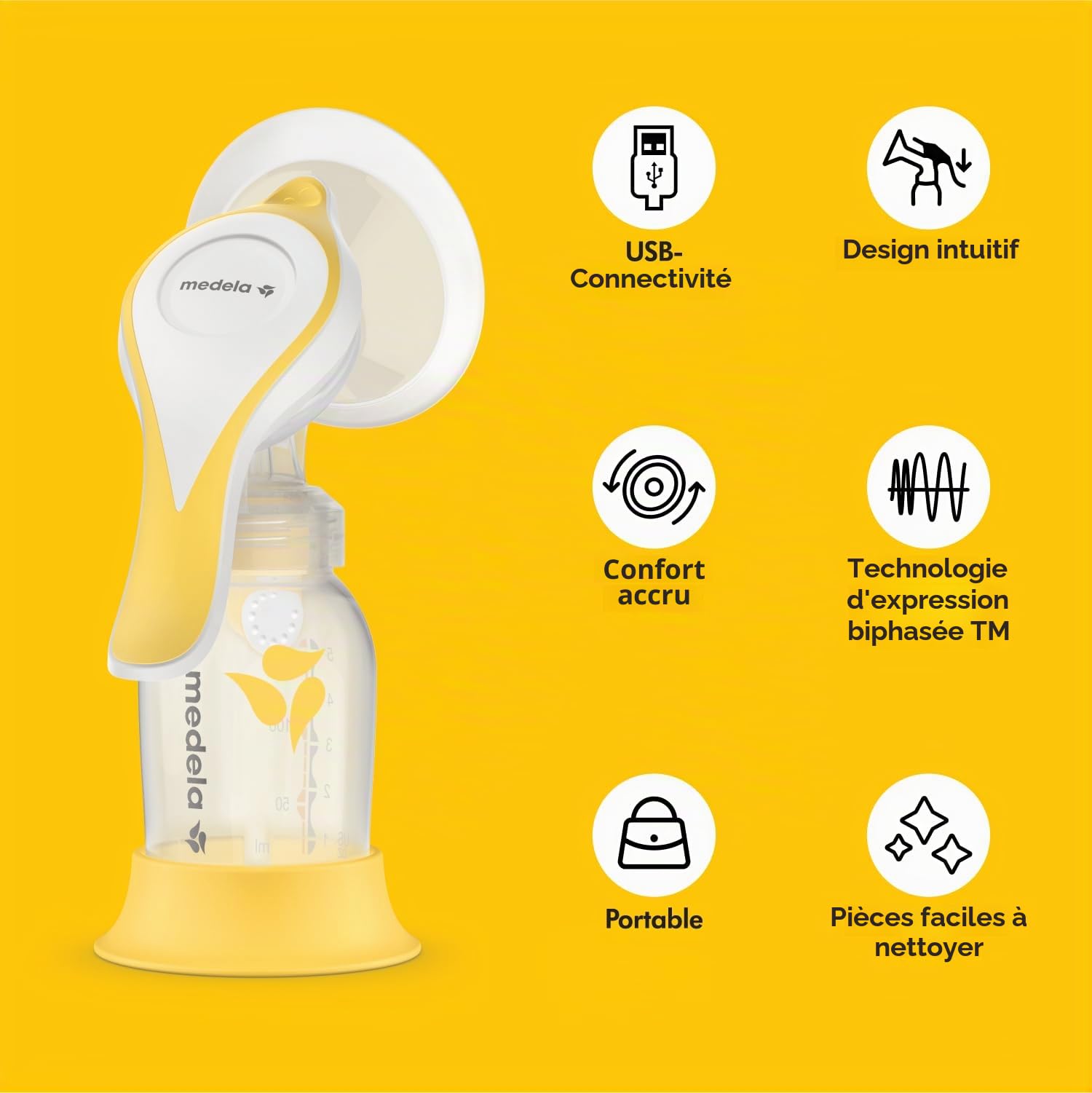 Harmony Flex Manual Breastpump, with 2-Phase Expression Technology, Compact, Lightweight & Ideal for Travelling