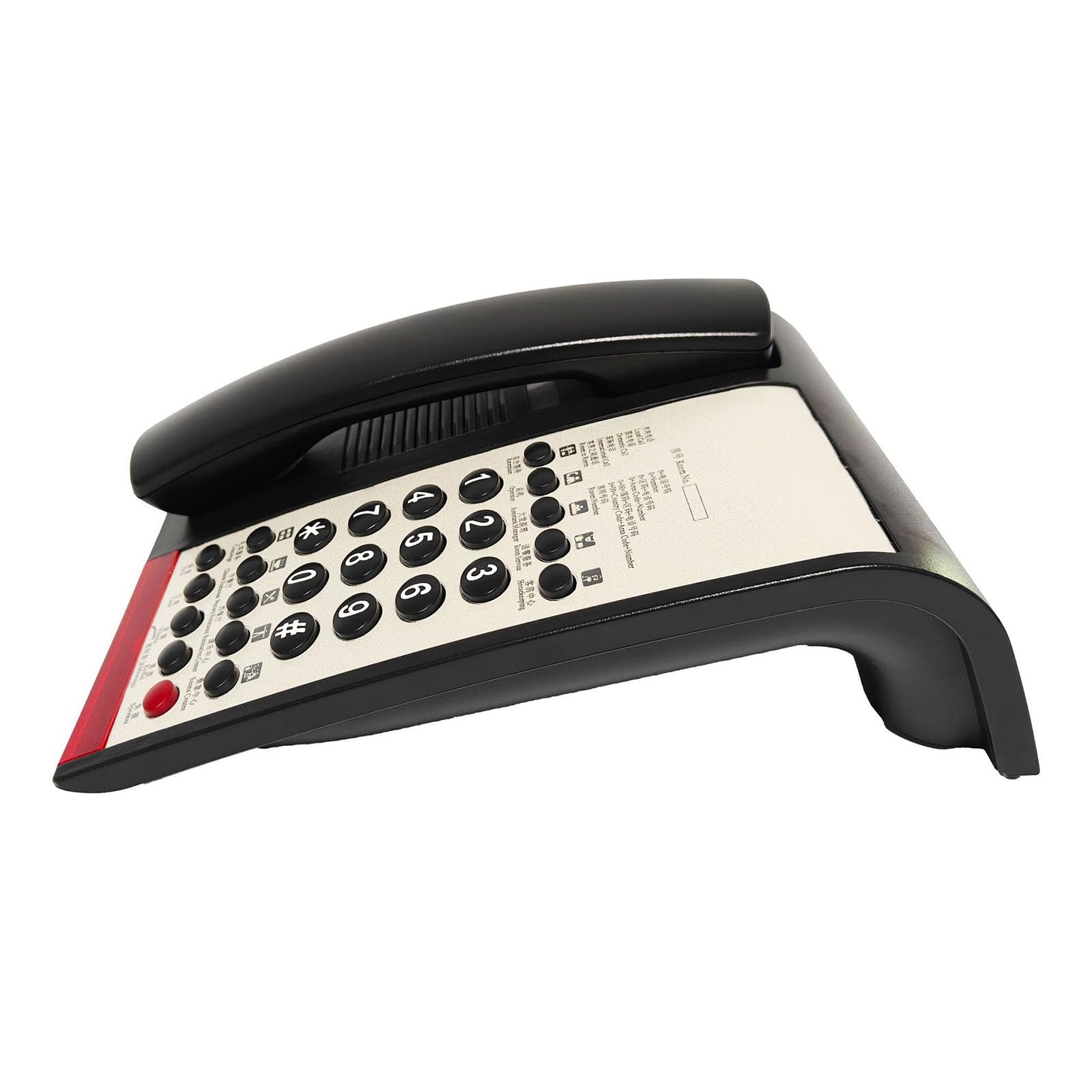 Moderno telefono da scrivania, telefono per camera d'albergo con funzione di chiamata rapida e supporto aggiuntivo per i posti secondari, telefono da hotel con selezione rapida touch e