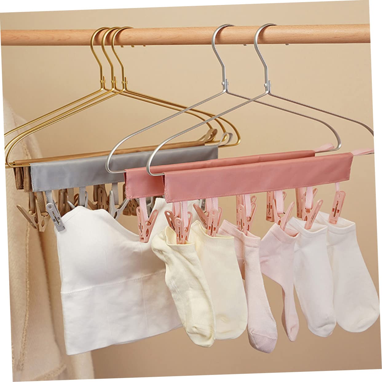 6stücke Faltbare Multi-funktions Sockenhalter Clips Für Reisen Tragbare Platzsparende Wäscheständer Für Unterwäsche Und Kleidung Winddicht Und Langlebig