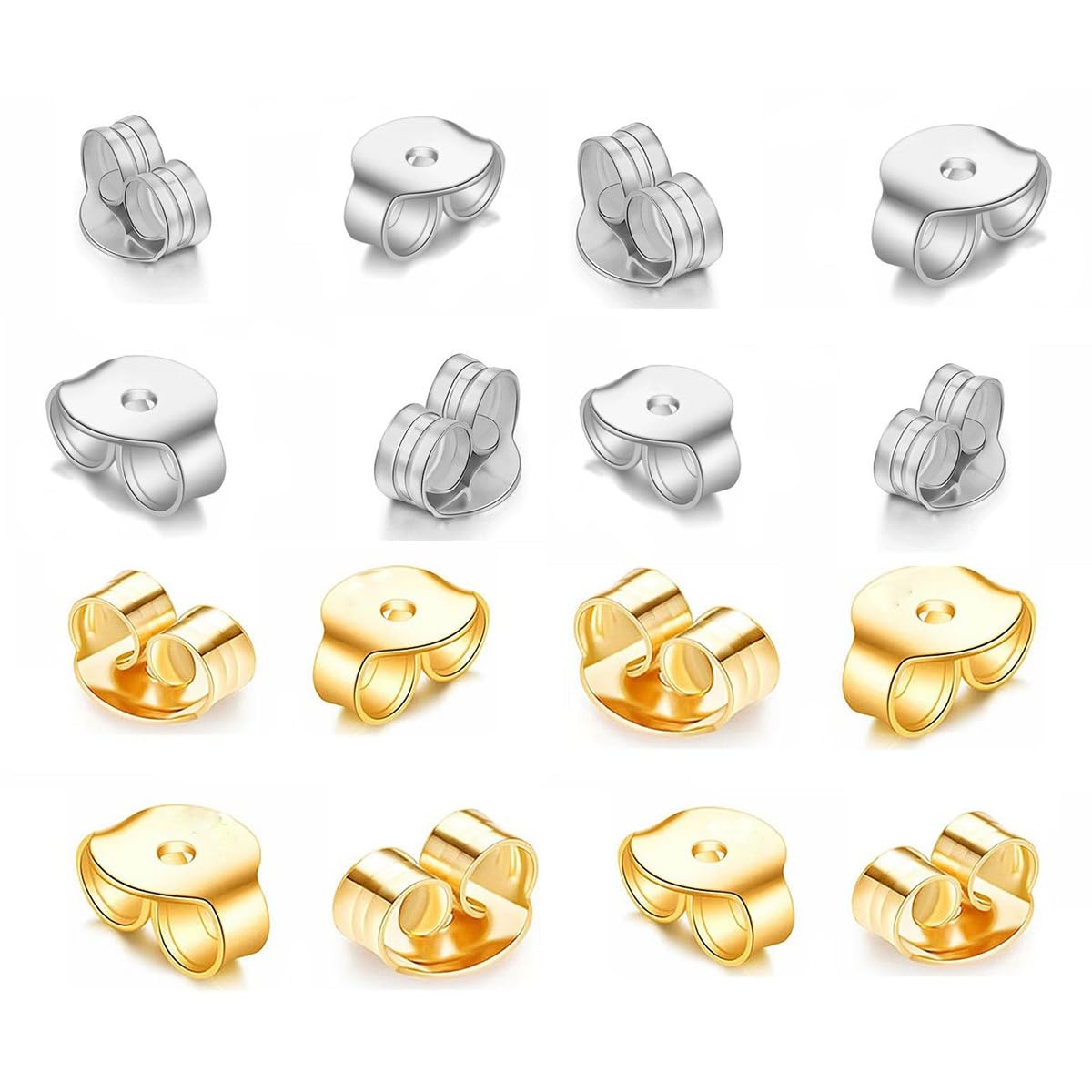 Chiusure Per Orecchini In Oro/Argento 925, Set Da 16, Robuste & Design Sicuro
