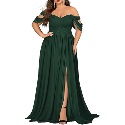 Women's Daily Plus Size Dresses A Line Chiffon Wedding Guest Bridesmaid Maxi Dress Prom Evening Party Cocktail Gown