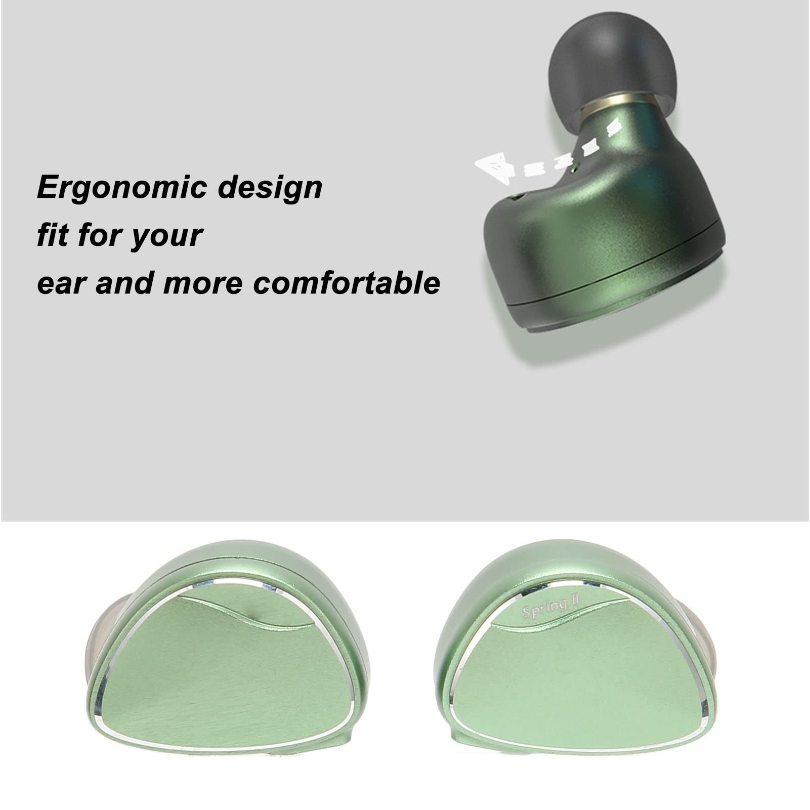 Monitor Douszny HiFi Spring2 IEM z Odłączanym Przewodem dla Entuzjastów Muzyki PVC, Ceramika, Metal, PU (Oliwkowa zieleń 2,5 mm)