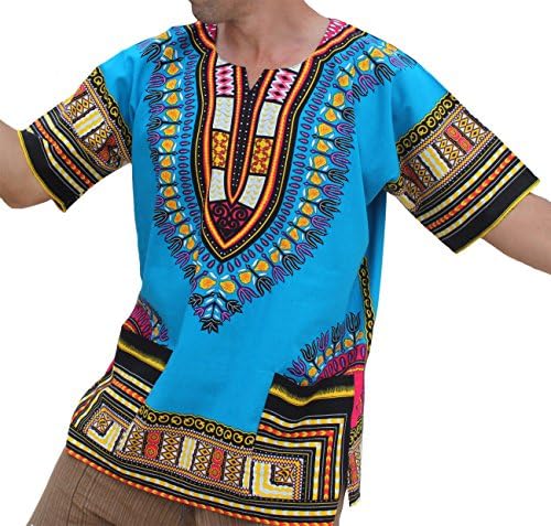 RaanPahMuang Unisex African Bright Dashiki Cotton Shirt Variety Colors