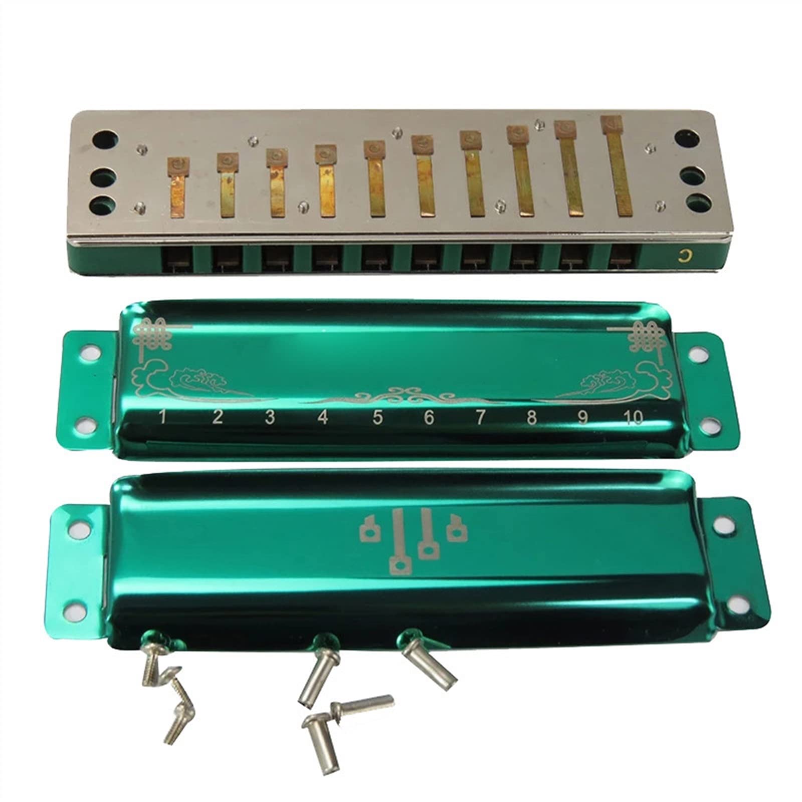 Armonica A Bocca Professionale Armonica Diatonica A 10 Fori Arpa Diatonica Strumenti Musicali Armonica Professionale A 10 Fori (Color : Green F Shape)