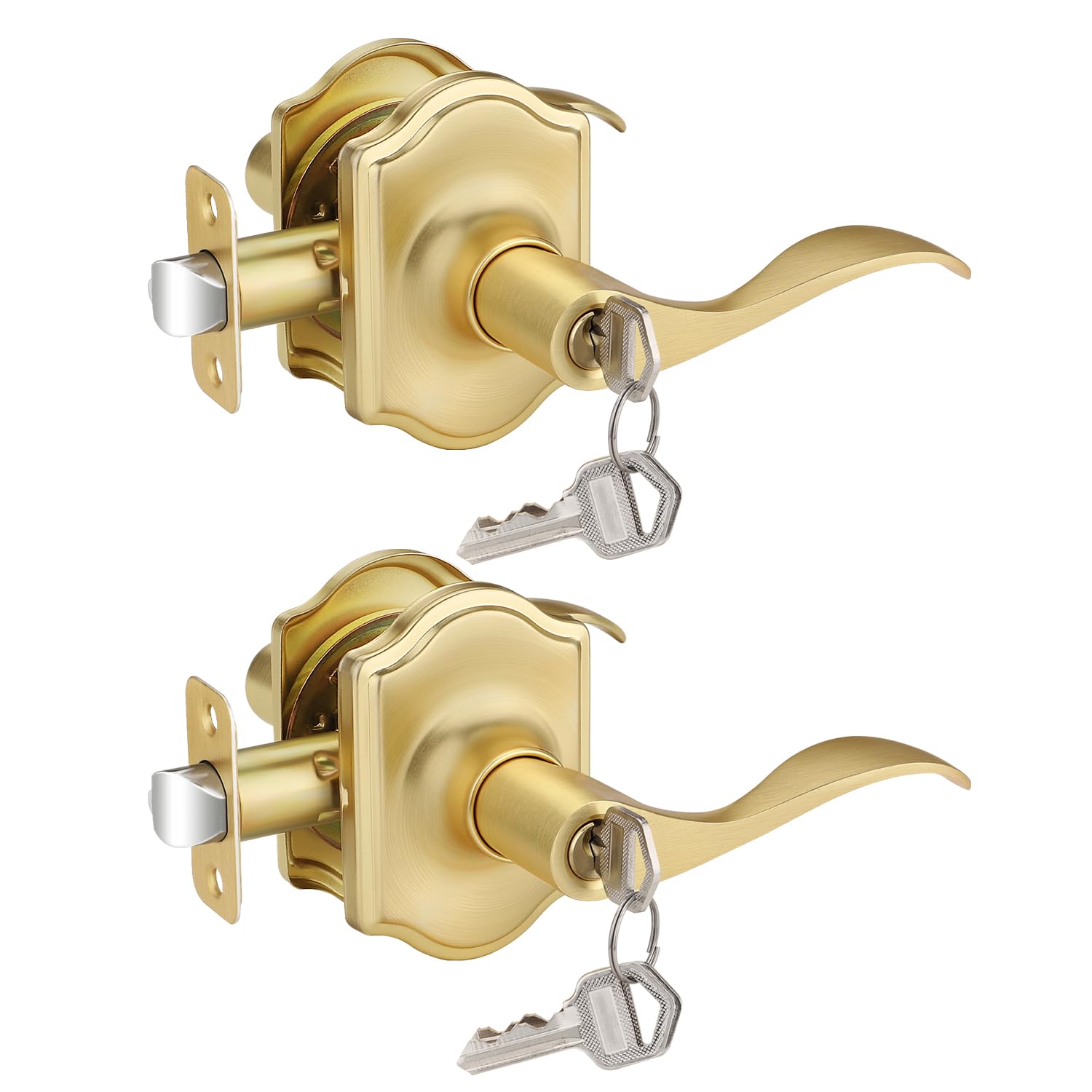 Poignées de porte de chambre et entrée design doré brossé pour rénovation maison