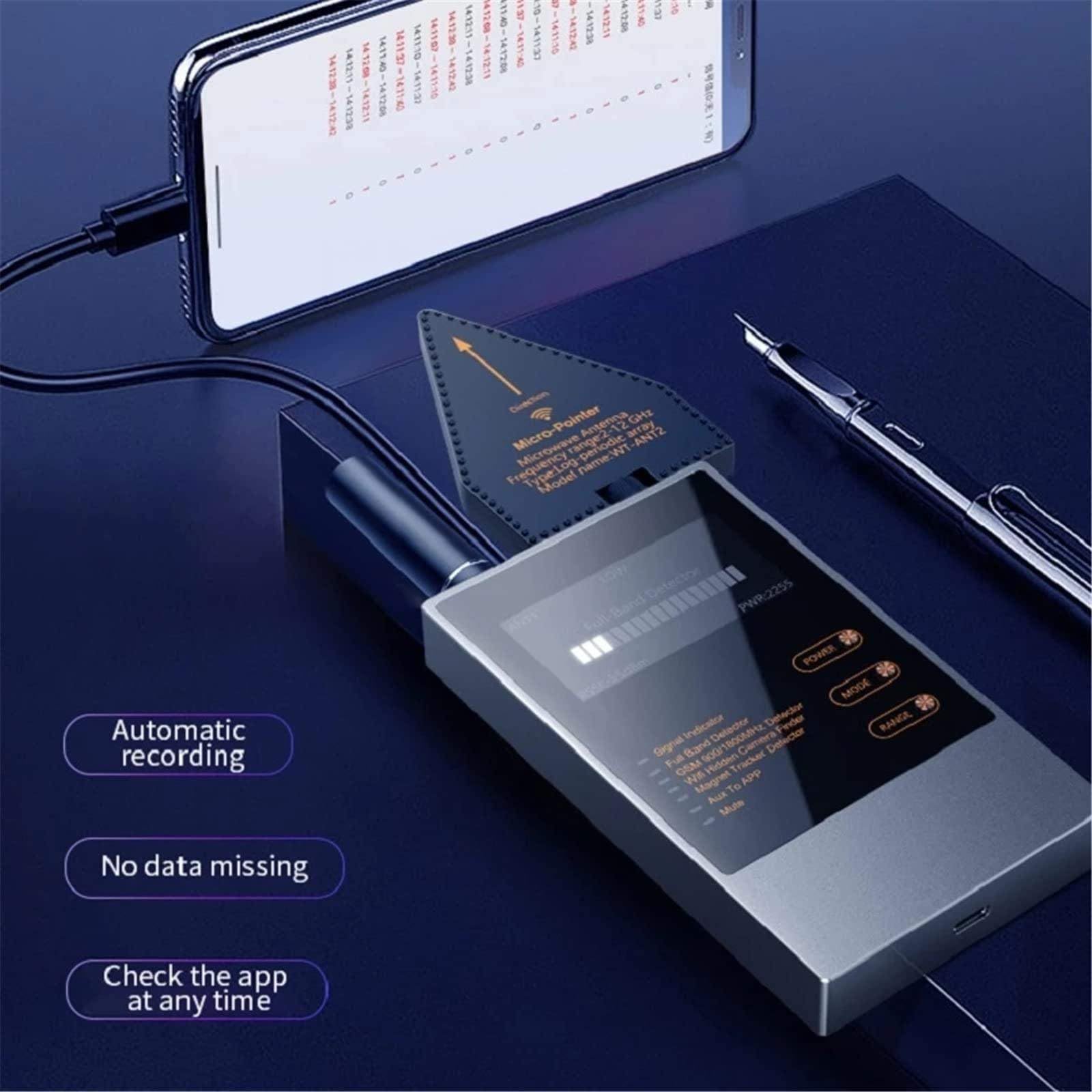 Billg Detector de bichos RF inalámbrico, Detector de bichos GPS Spy Finder Cámara Oculta láser para gsm Tracker Wiretap Radio Cámaras Bug Finder, Pantalla LED, Ultrafino, Fácil de Llevar