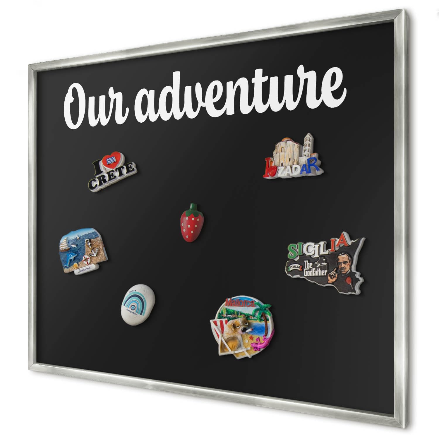 Explorer Magnetic Board 80x60 cm | Silver Frame | Our Adventure