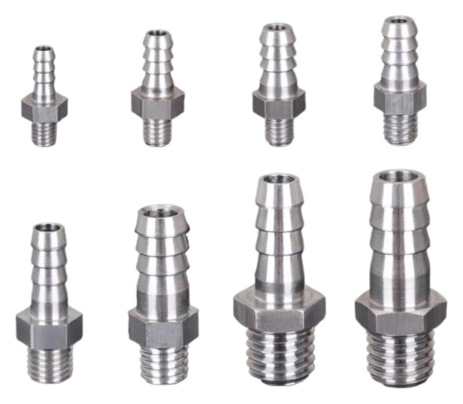 Hose Barb Fittings,304 Miniature M3 M4 M5 M6 M8 Metric Male to 3mm 4mm 5mm 6mm 8mm Hose Barb OD Brass Barb Tube Fitting Coupler Connector Adapter(4 M6)