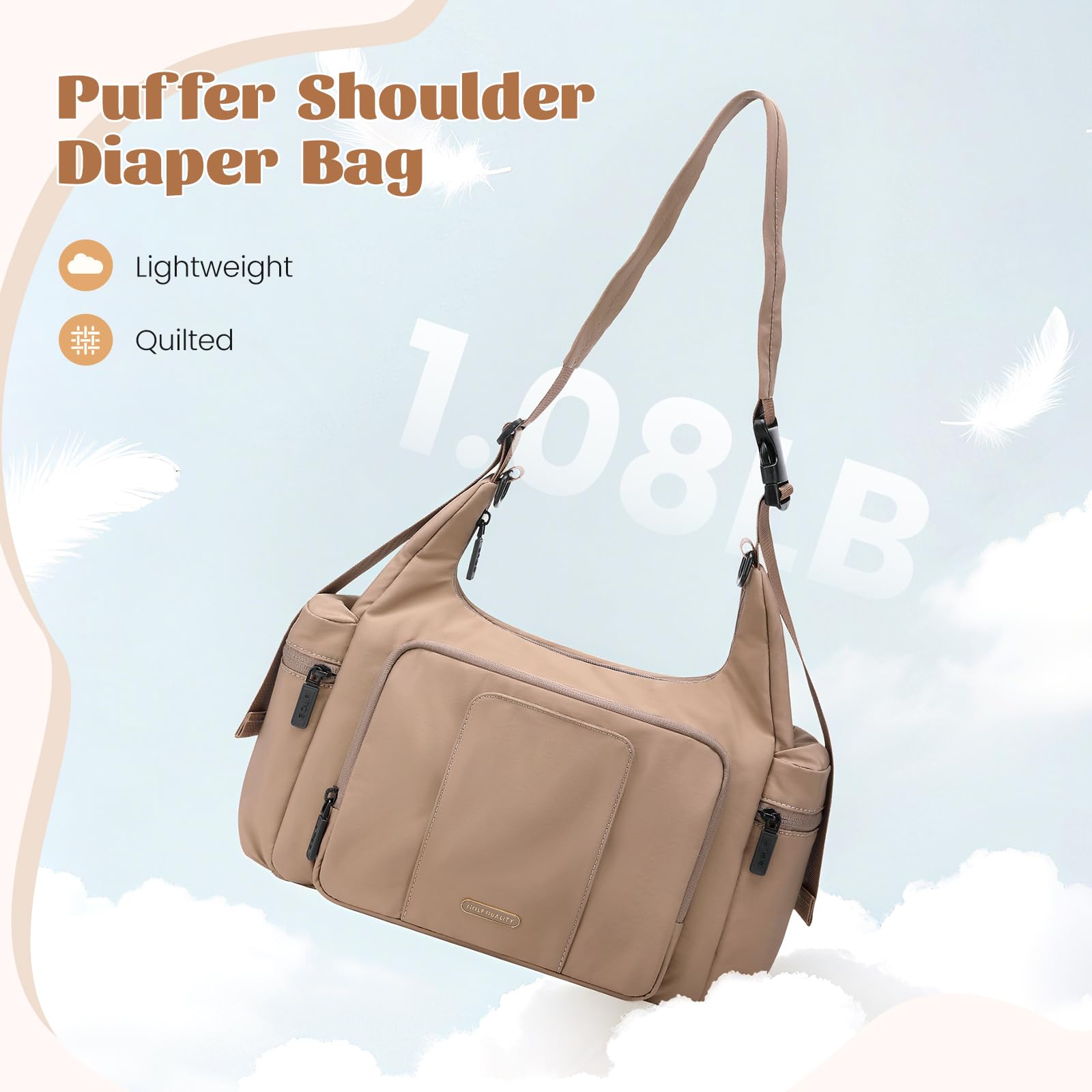 Torba na pieluchy 14 l, torba na pieluchy o dużej pojemności, torba szpitalna crossbody dla mamy