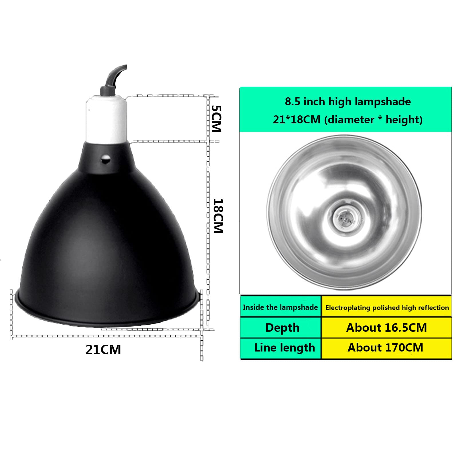 Lampada Singola per Dispositivo di Illuminazione per Rettili,Supporto Lampada Riscaldante Acquario da 8,5 Pollici Supporto Lampada da Tavolo Tartaruga,B
