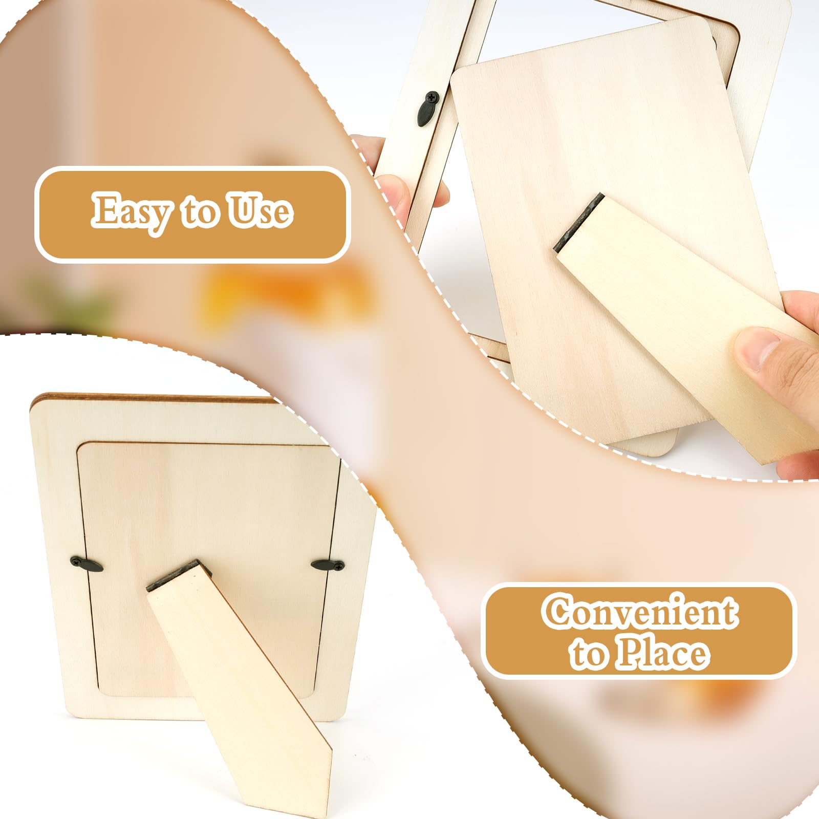 Wisebom 6 Pièce DIY Cadre Photo En Bois Vierge, Cadres Photo Pour Bricolage Cadre Pour Dessin Enfant Avec Des Autocollants En Forme De Diamant Et Poudre D'or Pour Enfant Créatif Projet De