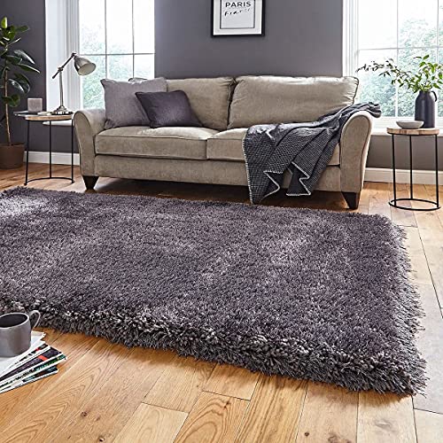 Image of Urban Modern Decor Features 4x6 Feet Modern Soft Shaggy Carpet Thick, Fluffy & 2 inch Pile Shag Rug for Your Kids Room, Bedroom & Livingroom(4x6 feet, Dark Grey Plain)