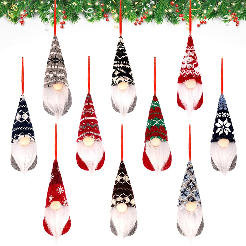 Mifklmv Red Christmas Gnomes Hanging Ornaments Gnomes Handmade Plush Santa Elves Xmas Tree Hanging Decorations Xmas Decoration Santa Beard Ornaments For Christmas Tree Fireplace Home Decor-A