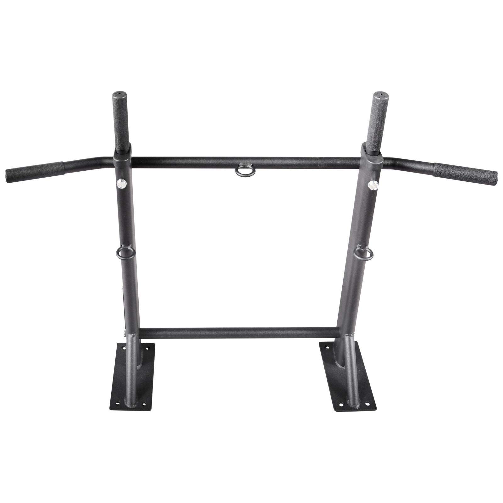 TrainHard® Klimmzugstange Wandmontage bis 350kg belastbar, 3 Ösen für Boxsack, TRX- oder Schlingentrainer, Schwerlast-Dübel und Schrauben zur Montage