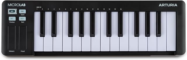 Arturia MicroLab Mk3 - Universal MIDI Controller for Music Production - Black