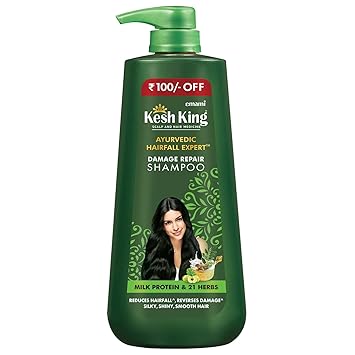 Emami Kesh King Damage Repair Shampoo| Reduces hairfall | For Damaged Hair | Dry and Frizzy Hair | No Paraben & No Silicon | With the goodness of Milk Protein and 21 Ayurvedic Herbs for soft, silky and smooth hair? - 600 ml