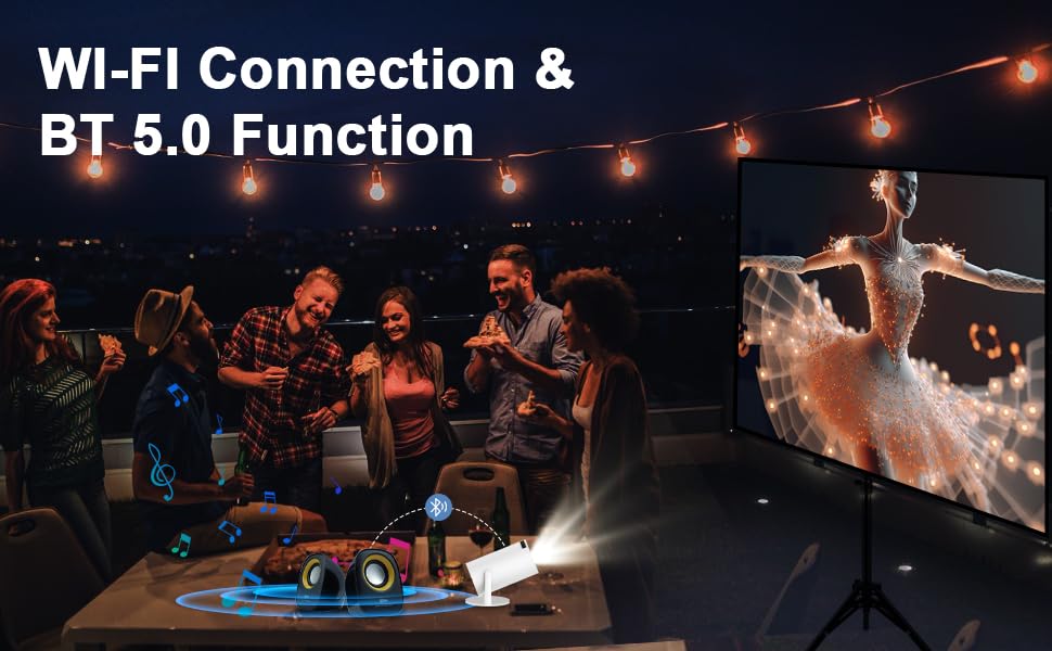 PLAY New Launched 4K 2K Full HD LED 180 Degree Rotation Android 12, 5000 lumens with WiFi Bluetooth inbuilt Speakers Portable Freestyle Projector 3