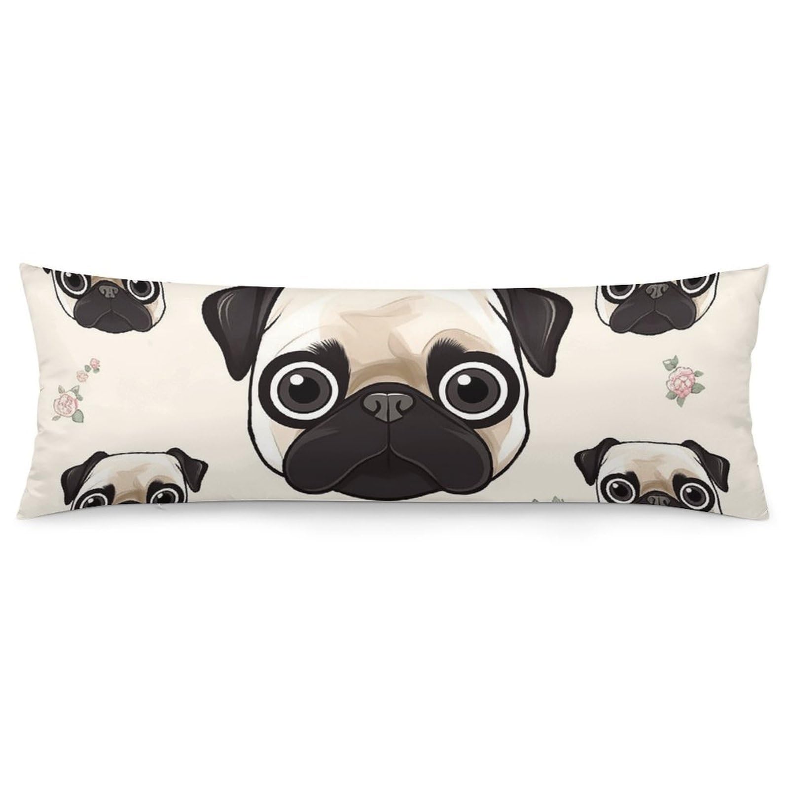 NONHAI 2 Pack Pillow Cases for Hair and Skin, Soft Breathable Pillow Case Covers with Hidden Zipper, Line Pug Pillowcase 20"x54" Pillow Covers for Sleeping Gift