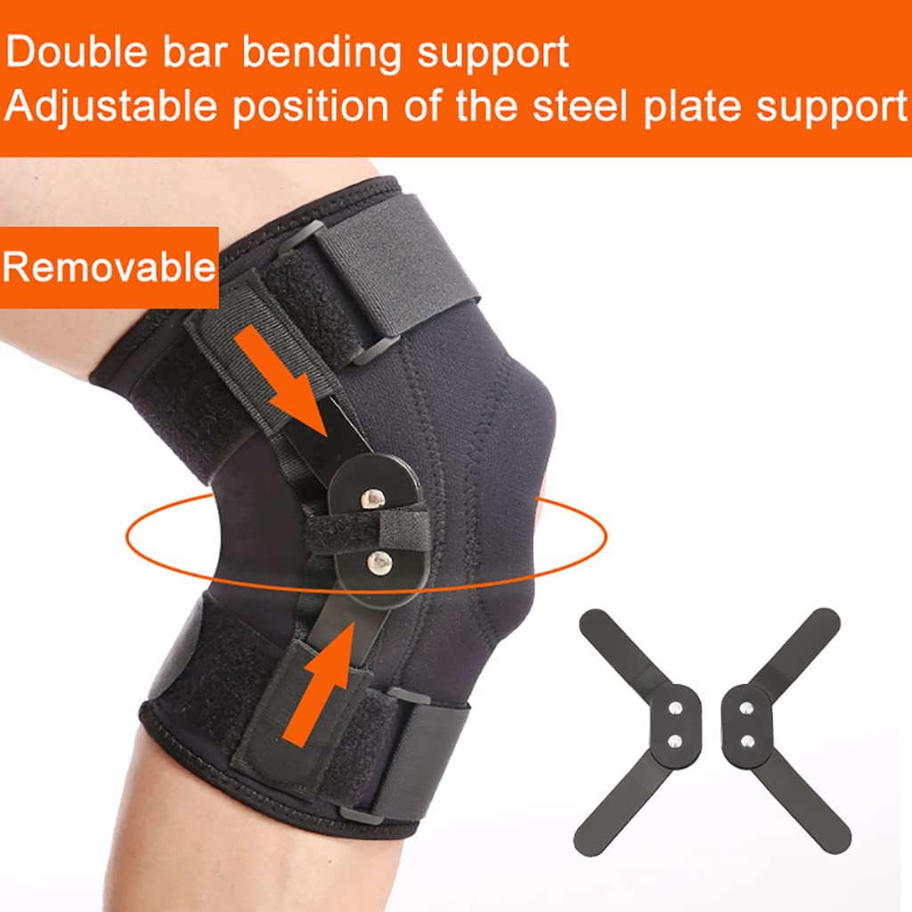 Rodillera presurizada Ajustable con bisagras, con estabilizadores Laterales y Almohadillas de Gel para la rótula, Ayuda a la recuperación, Artritis, Baloncesto, Correr, Senderismo.